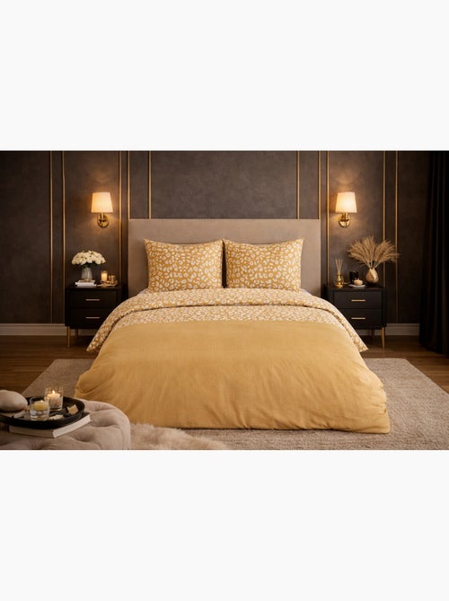 Parure de lit en coton réversible - imprimé léopard jaune - 240x220 / jaune - Kiabi Parure de lit en coton réversible - imprimé léopard jaune - 240x220 / jaune - Kiabi