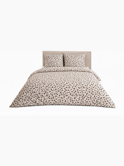 Parure de Lit en Coton Réversible – Imprimé Léopard Beige - Kiabi Parure de Lit en Coton Réversible – Imprimé Léopard Beige - Kiabi