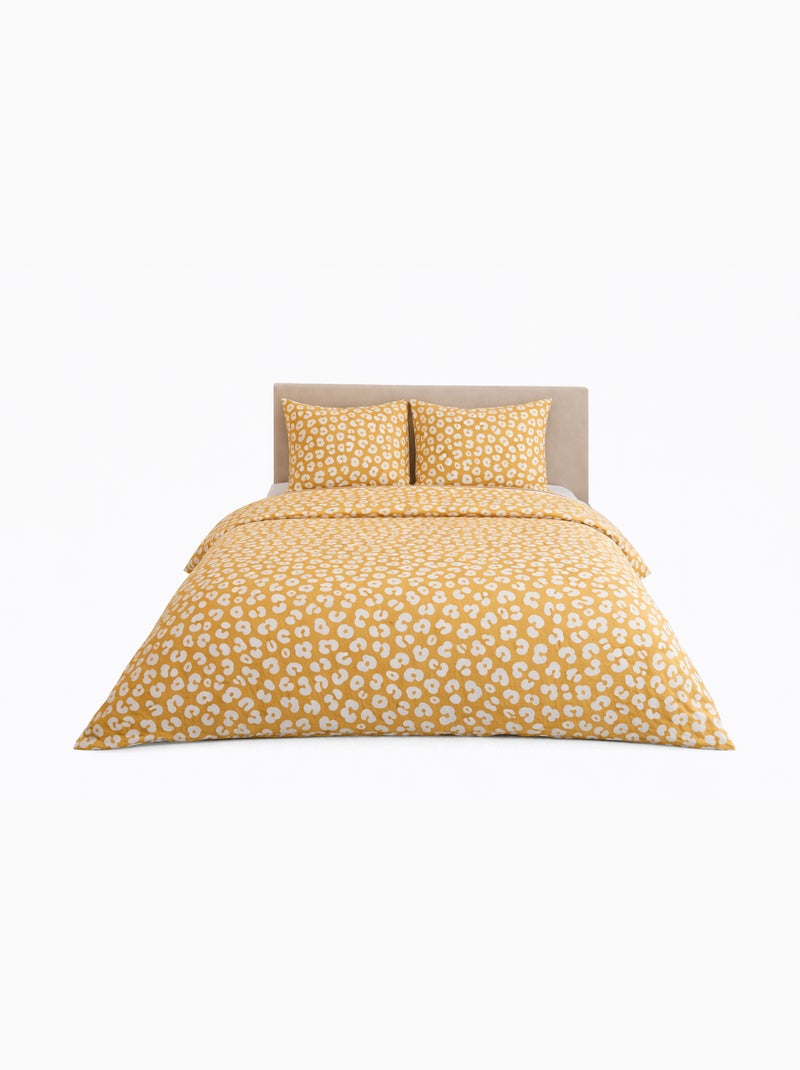 Parure de Lit en Coton Réversible – Imprimé Peau de Bête Jaune Jaune - Kiabi