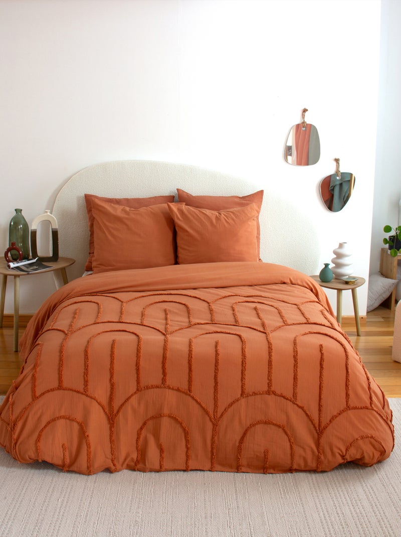 Parure de lit en coton tufté arches Orange - Kiabi