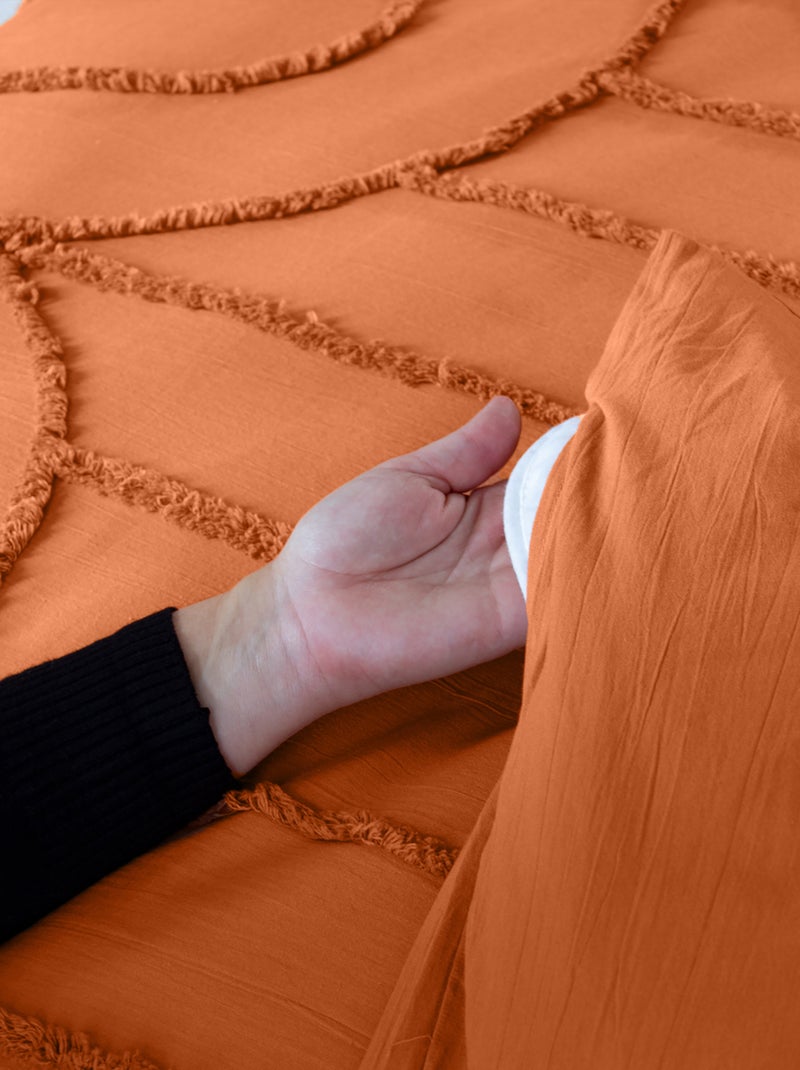 Parure de lit en coton tufté arches Orange - Kiabi