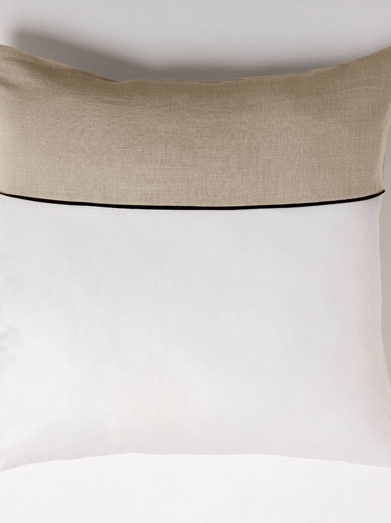 Parure de lit en coton uni et tissé bicolore Beige grès - Kiabi