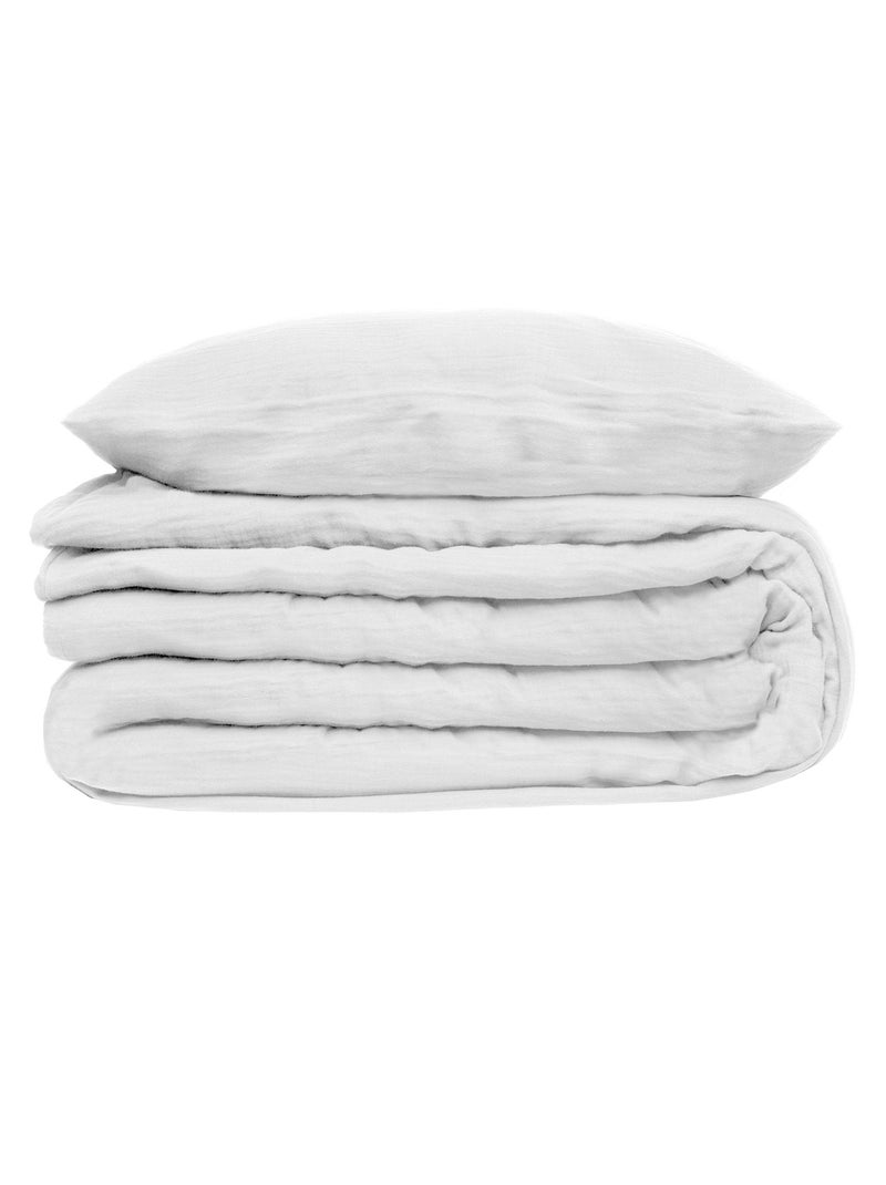 Parure de lit en double gaze de coton Blanc - Kiabi