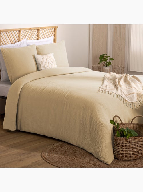 Parure de lit en double gaze de coton flora - Kiabi Parure de lit en double gaze de coton flora - Kiabi