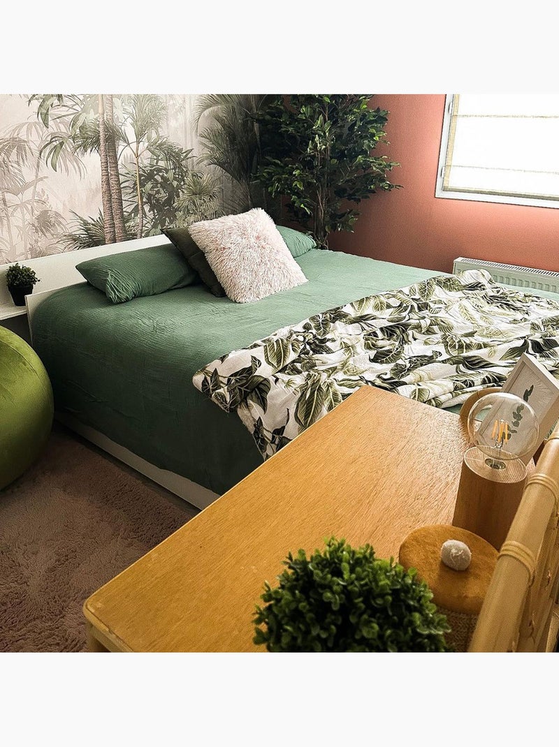 Parure de lit en double gaze de coton FLORA Vert clair - Kiabi