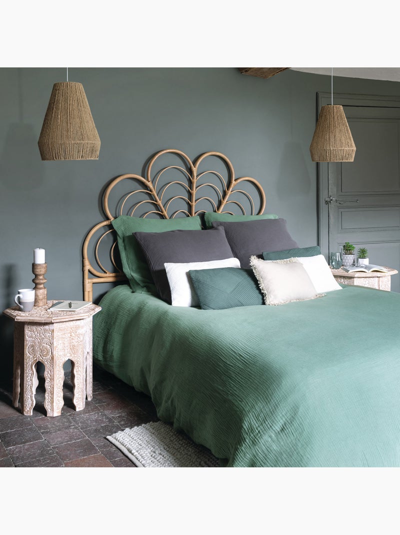 Parure de lit en double gaze de coton FLORA Vert clair - Kiabi