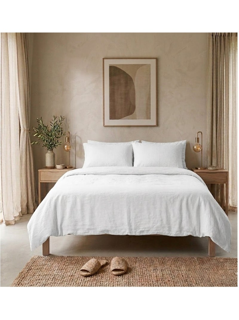 Parure de lit en double gaze de coton Floria Blanc - Kiabi