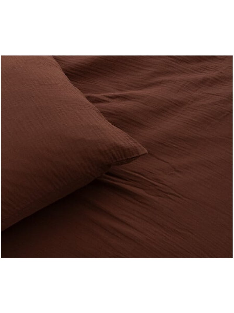 Parure de lit en double gaze de coton Floria Marron - Kiabi