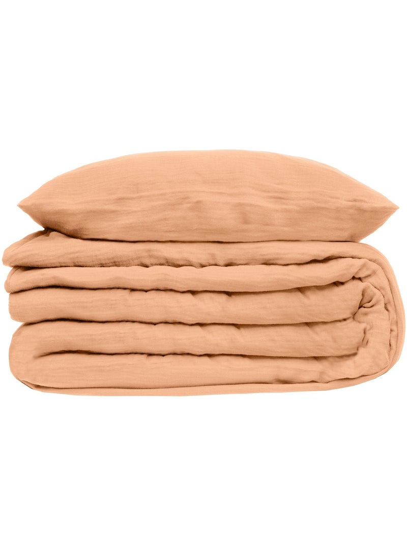 Parure de lit en double gaze de coton Floria Rose - Kiabi