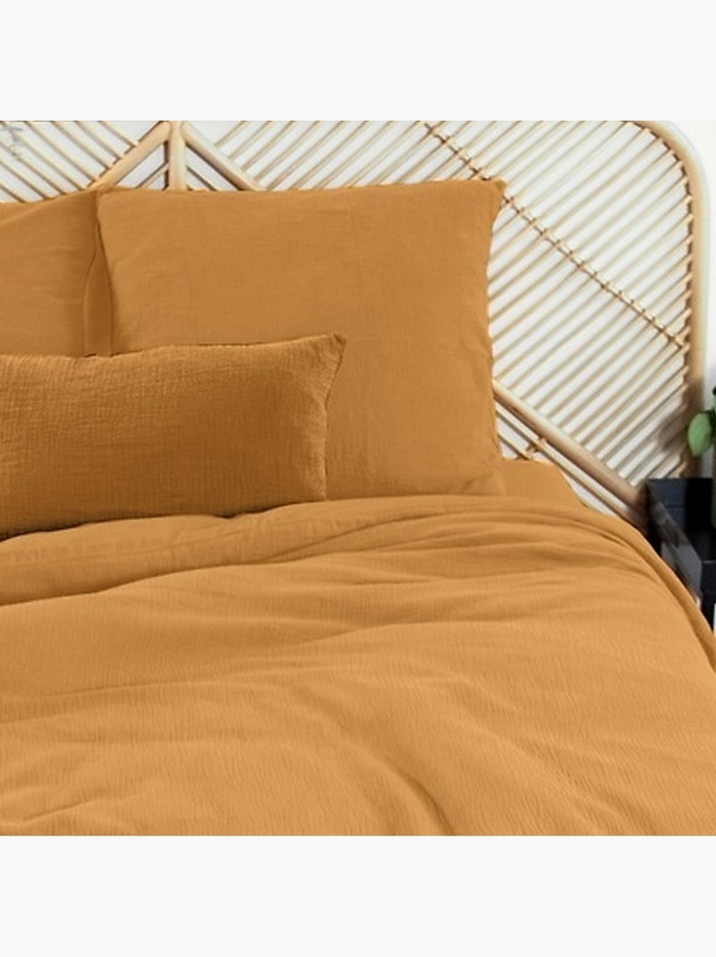 Parure de lit en double gaze de coton Jaune - Kiabi