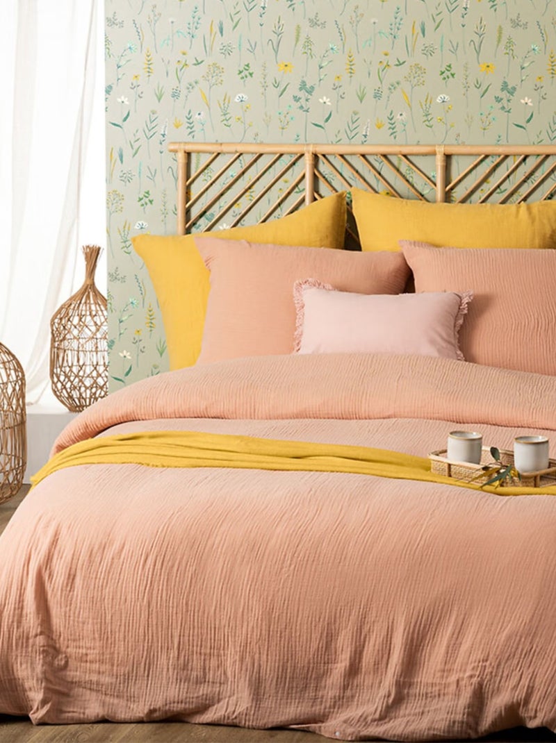 Parure de lit en double gaze de coton Rose clair - Kiabi