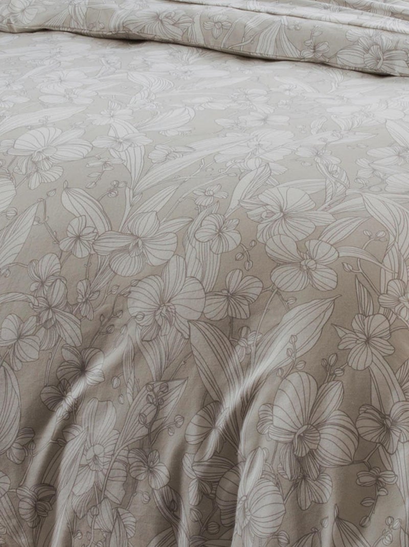 Parure de lit en flanelle esprit fleuri Beige clair - Kiabi