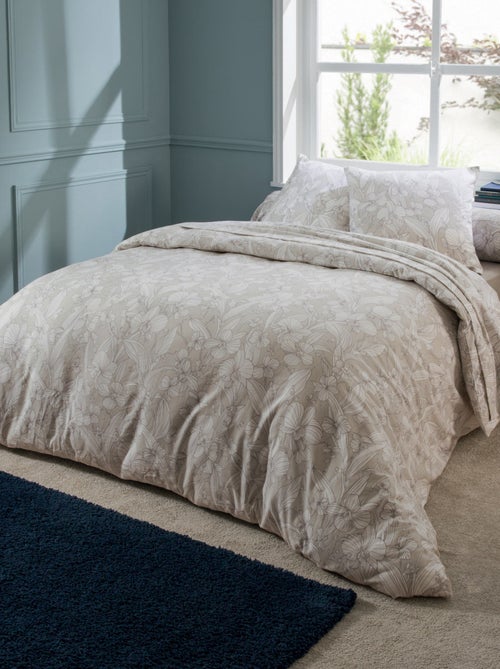 Parure de lit en flanelle esprit fleuri - Kiabi