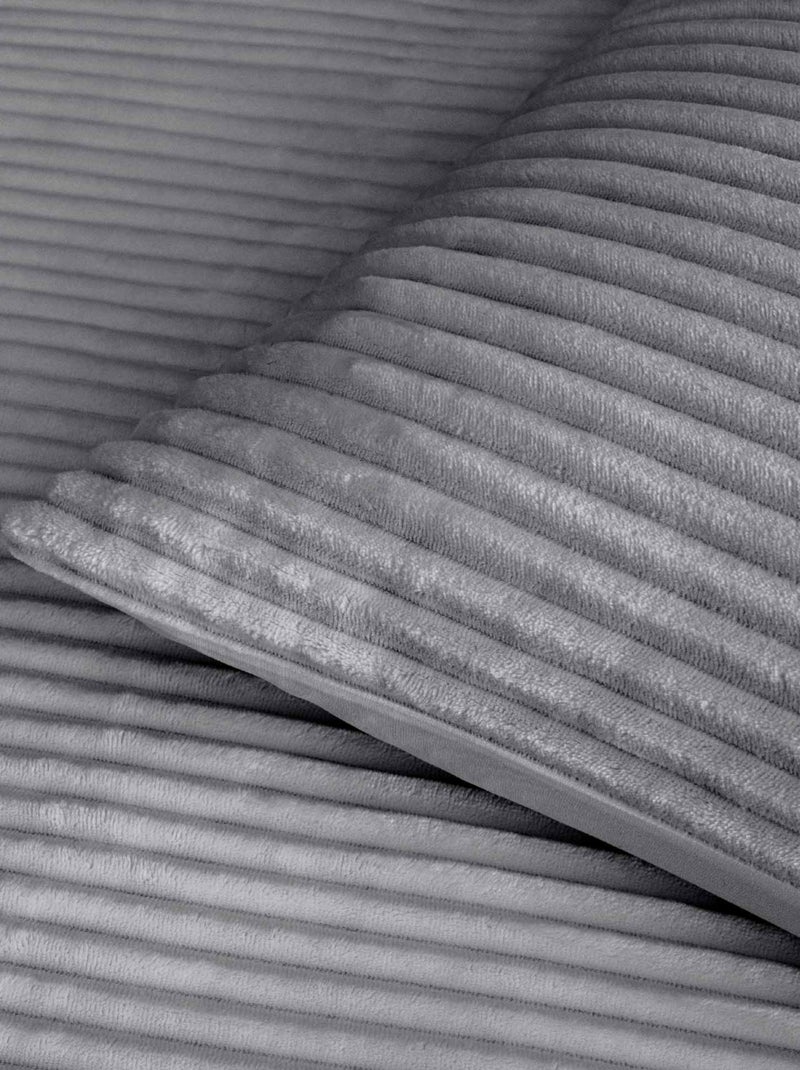 Parure de lit en flanelle relief unie avec fermeture zipp?e gris anthracite - Kiabi