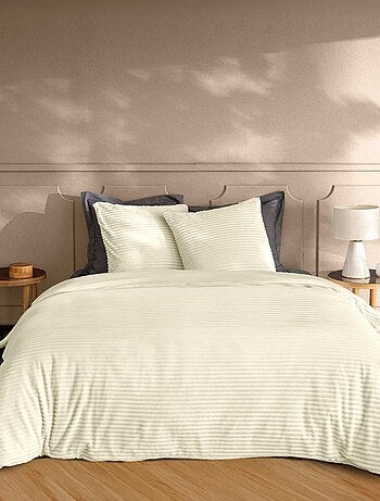 Parure de lit en flanelle relief unie avec fermeture zippée