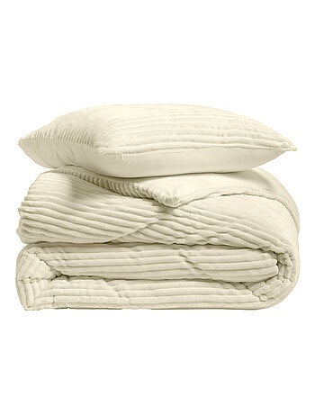 Parure de lit en flanelle relief unie avec fermeture zippée