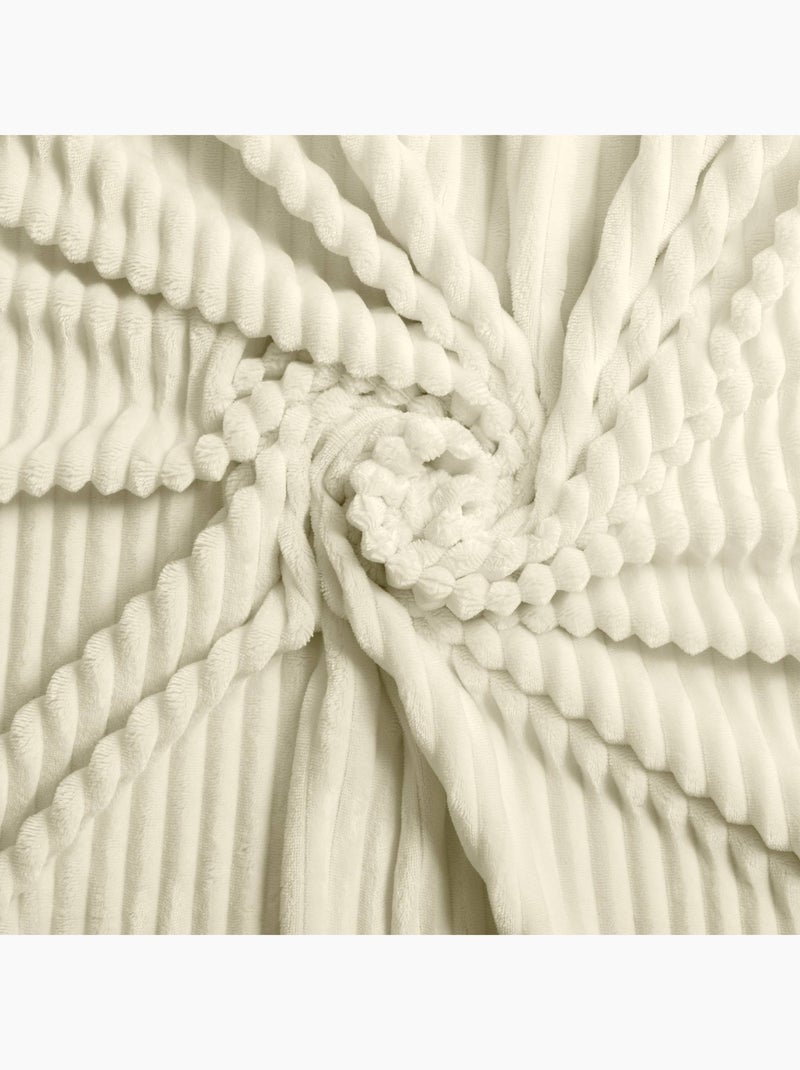 Parure de lit en flanelle relief unie avec fermeture zippée Beige grès - Kiabi
