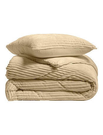 Parure de lit en flanelle relief unie avec fermeture zippée