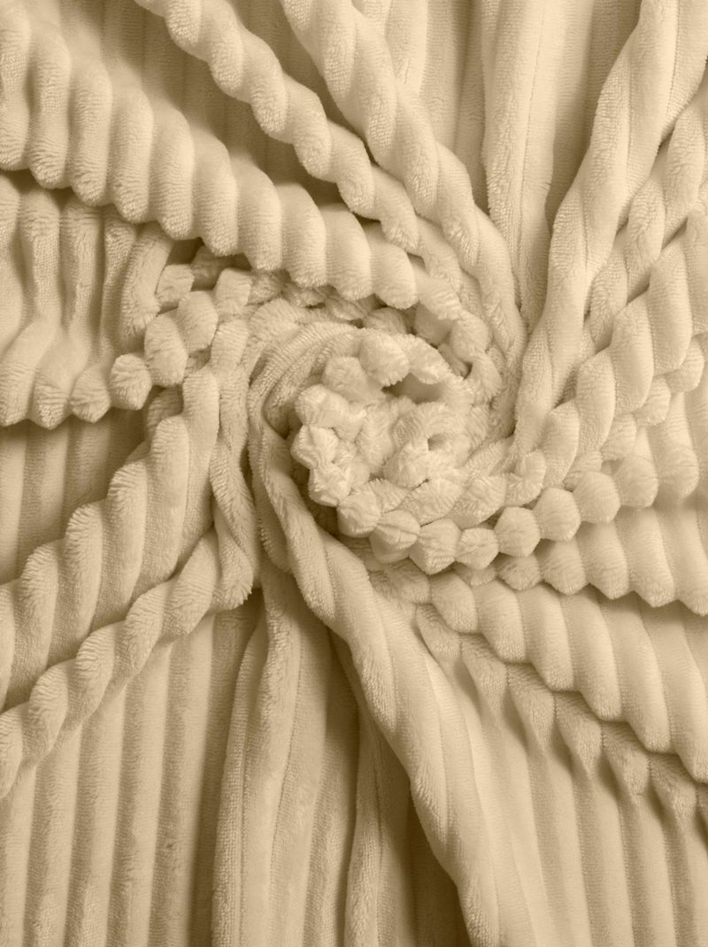 Parure de lit en flanelle relief unie avec fermeture zippée Beige sable - Kiabi