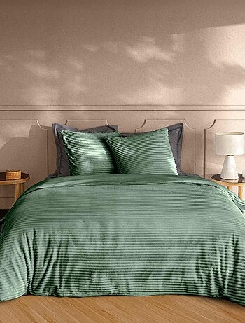 Parure de lit en flanelle relief unie avec fermeture zippée