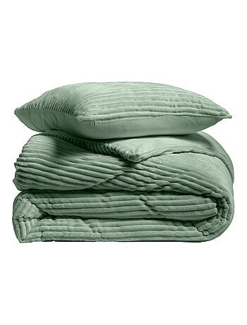 Parure de lit en flanelle relief unie avec fermeture zippée