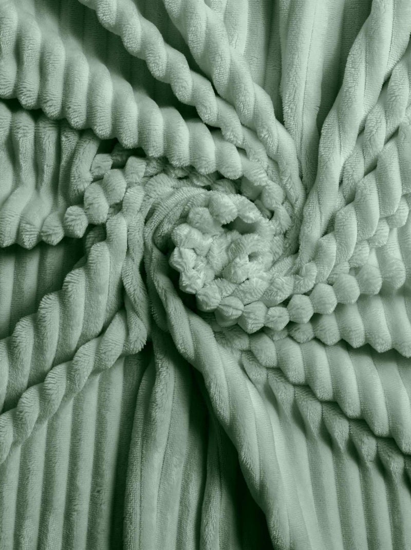Parure de lit en flanelle relief unie avec fermeture zippée Vert - Kiabi