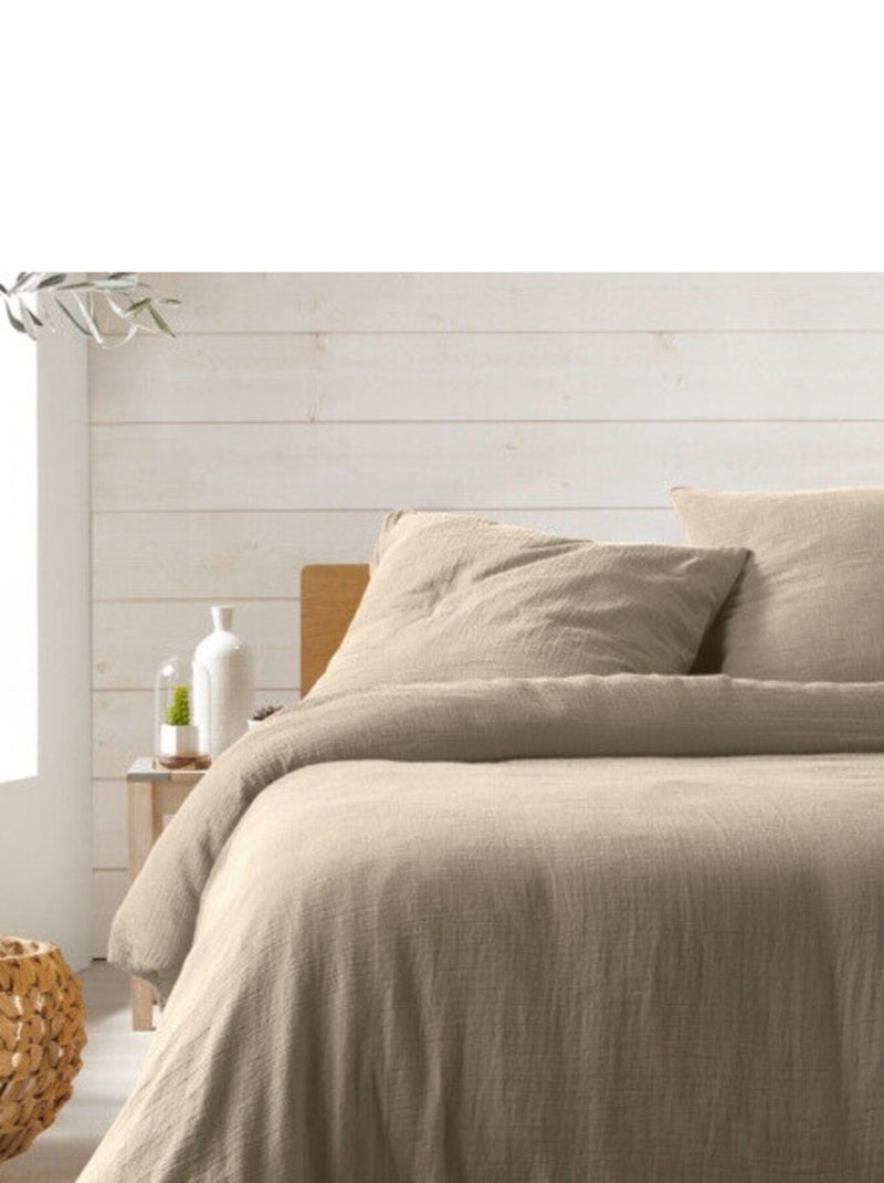 Parure de lit en Gaze de Coton - Promo linge Beige sable - Kiabi