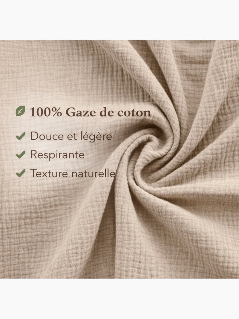 Parure de lit en Gaze de Coton - Promo linge Beige sable - Kiabi