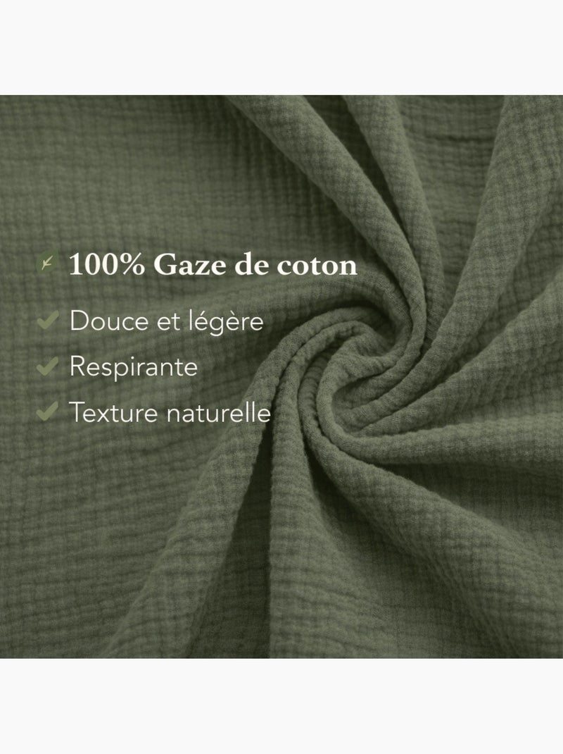 Parure de lit en Gaze de Coton - Promo linge Kaki - Kiabi