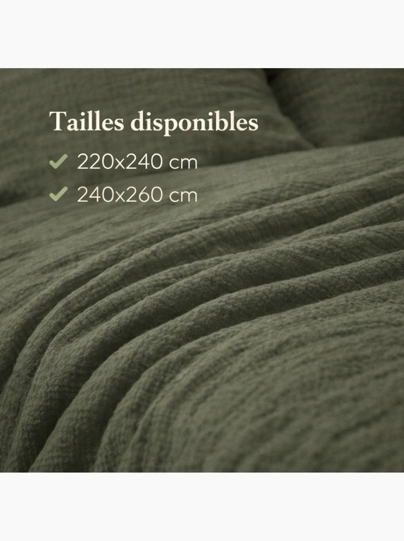 Parure de lit en Gaze de Coton - Promo linge Kaki - Kiabi