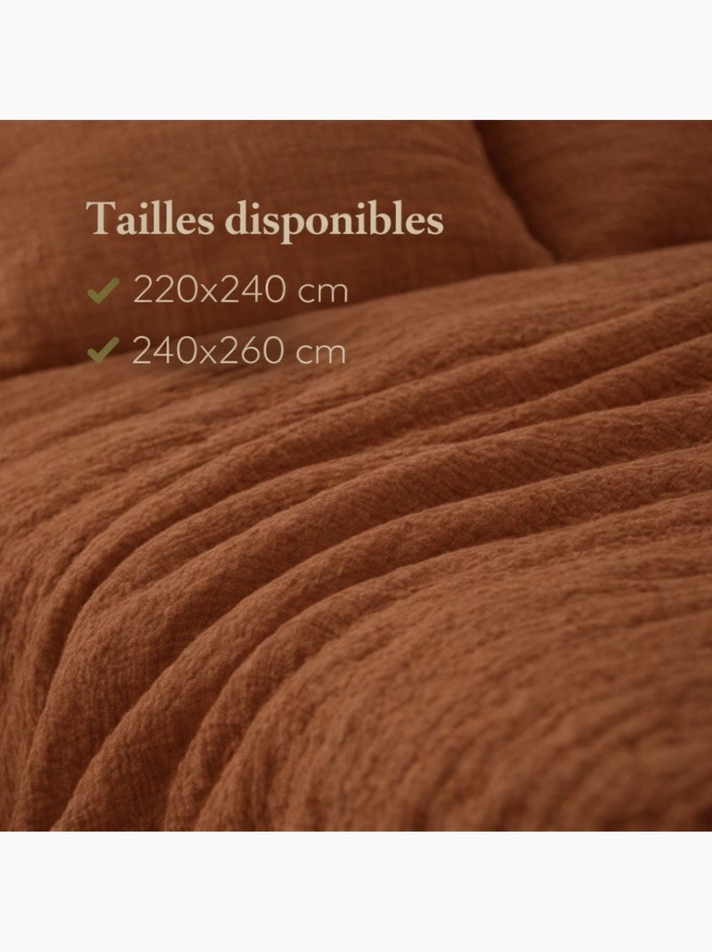 Parure de lit en Gaze de Coton - Promo linge Marron glacé - Kiabi
