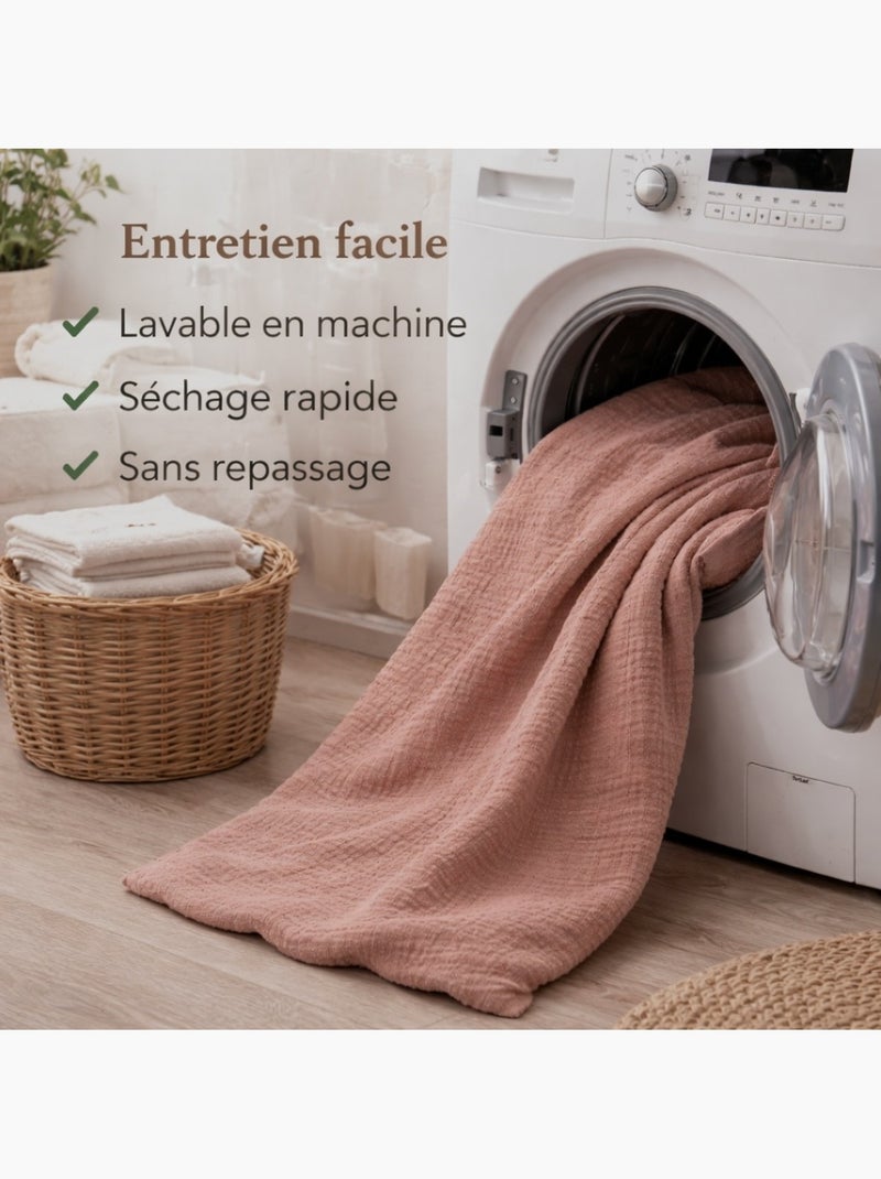 Parure de lit en Gaze de Coton - Promo linge Rose - Kiabi