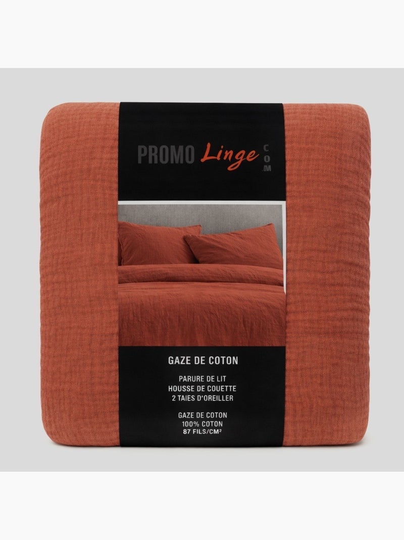 Parure de lit en Gaze de Coton - Promo linge Terracotta - Kiabi