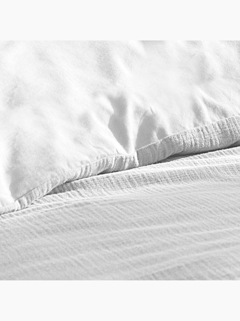 Parure de lit en gaze de coton + 2 taies - Angelia Blanc - Kiabi