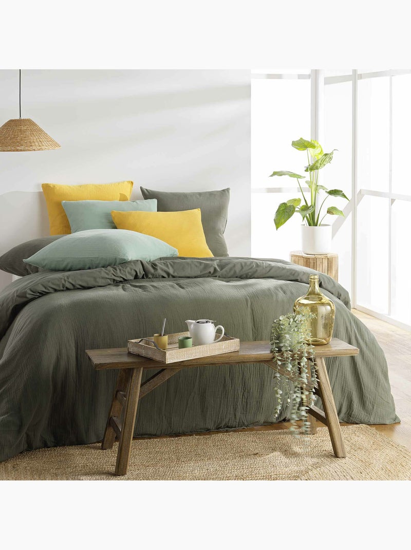 Parure de lit en gaze de coton + 2 taies - Angelia Blanc - Kiabi