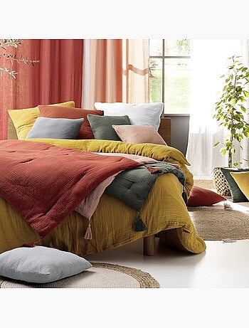 Parure de lit en gaze de coton + 2 taies - Angelia
