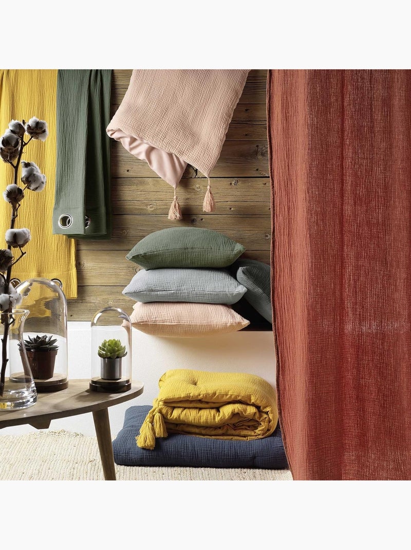 Parure de lit en gaze de coton + 2 taies - Angelia Kaki - Kiabi