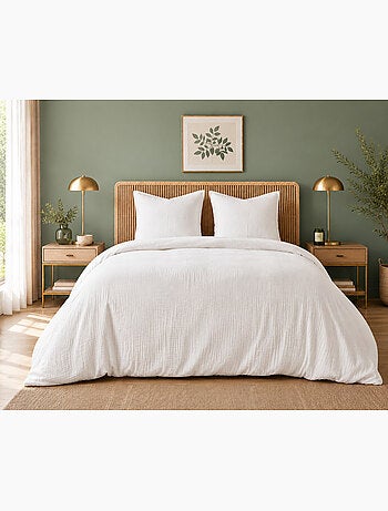 Parure de lit en gaze de coton + 2 taies 65 x 65 cm