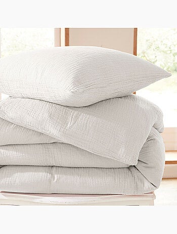 Parure de lit en gaze de coton + 2 taies 65 x 65 cm