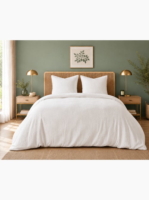 Parure de lit en gaze de coton + 2 taies 65 x 65 cm - Kiabi Parure de lit en gaze de coton + 2 taies 65 x 65 cm - Kiabi