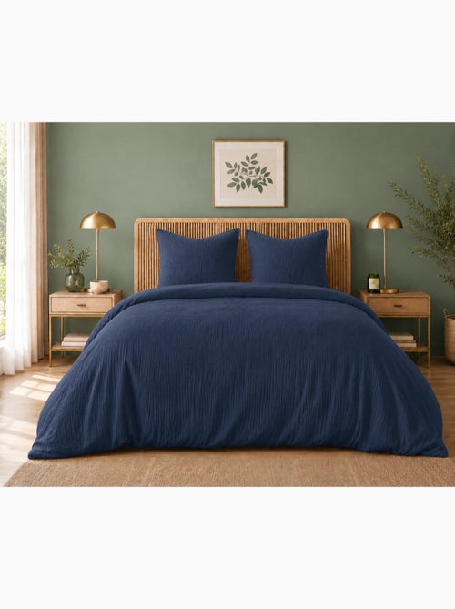 Parure de lit en Gaze de Coton + 2 Taies 65 x 65 cm - Kiabi Parure de lit en Gaze de Coton + 2 Taies 65 x 65 cm - Kiabi