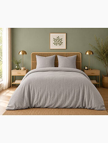 Parure de lit en gaze de coton + 2 taies 65 x 65 cm