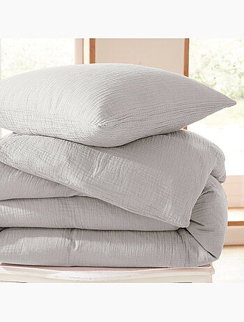 Parure de lit en gaze de coton + 2 taies 65 x 65 cm
