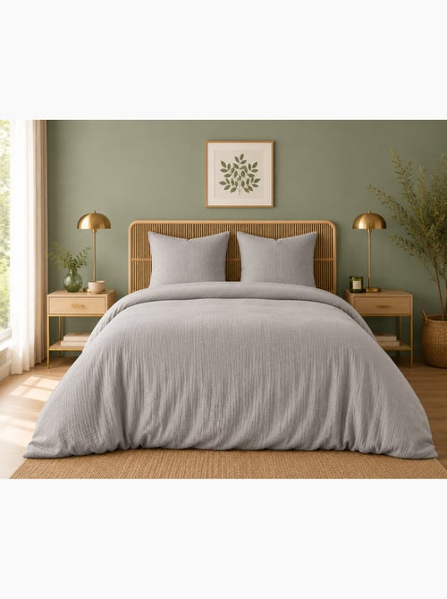 Parure de lit en gaze de coton + 2 taies 65 x 65 cm - Kiabi Parure de lit en gaze de coton + 2 taies 65 x 65 cm - Kiabi