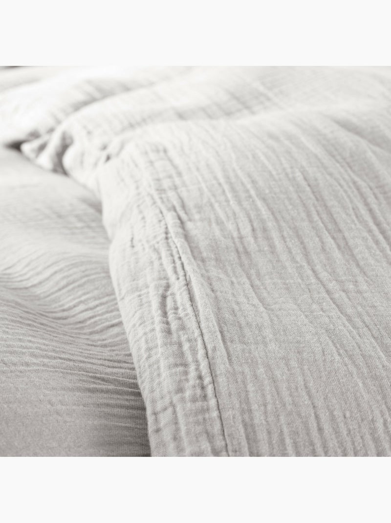 Parure de lit en gaze de coton + 2 taies 65 x 65 cm Gris clair - Kiabi