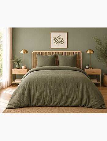Parure de lit en gaze de coton + 2 taies 65 x 65 cm