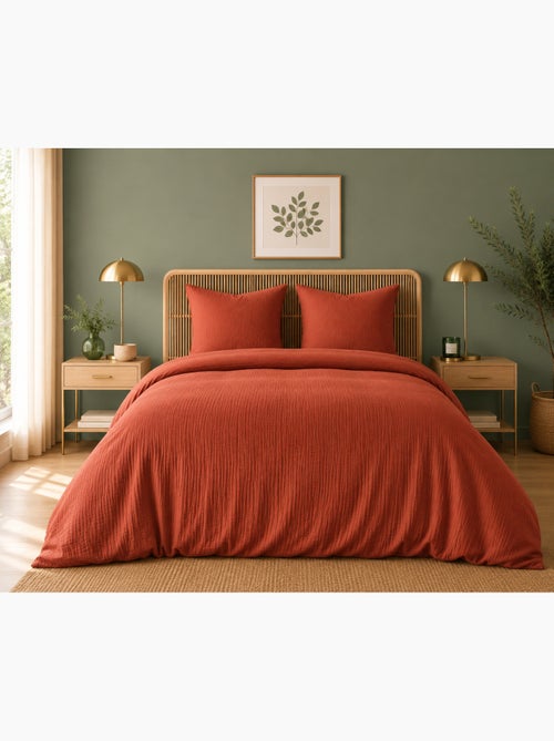 Parure de lit en Gaze de Coton + 2 Taies 65 x 65 cm - Kiabi