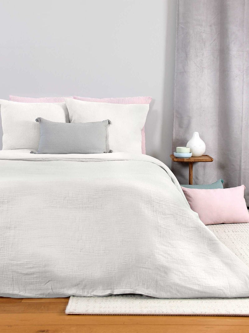 Parure de lit en gaze de coton blanc - Kiabi