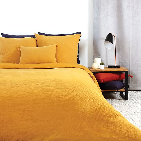 Parure De Lit En Gaze De Coton Null Jaune Kiabi 55 00