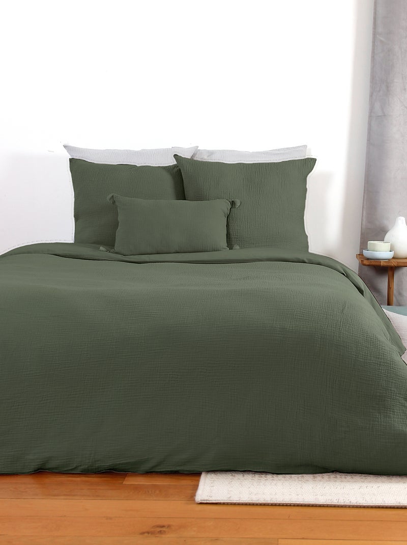 Parure de lit en gaze de coton Kaki - Kiabi
